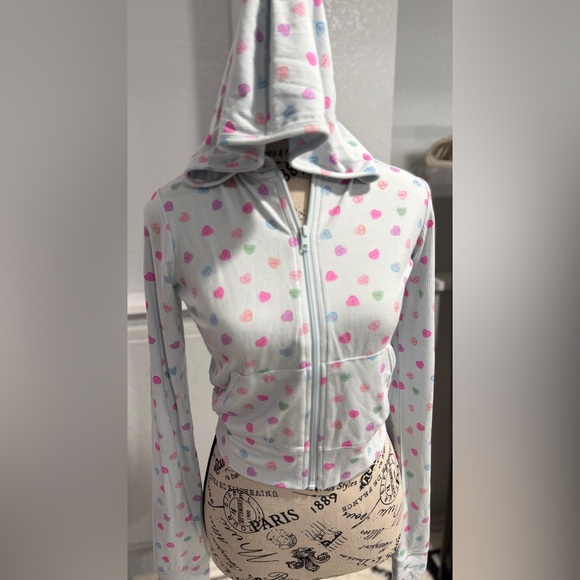 SKIMS Soft Lounge Zip Up Hoodie Cloud Candy Heart Print Size M NWT - Picture 8 of 14